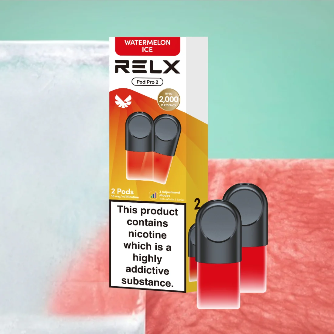 RELX Pod Pro Fruit Juicy Watermelon Ice Flavors 18mg/ml Nicotine - Six Pandas
