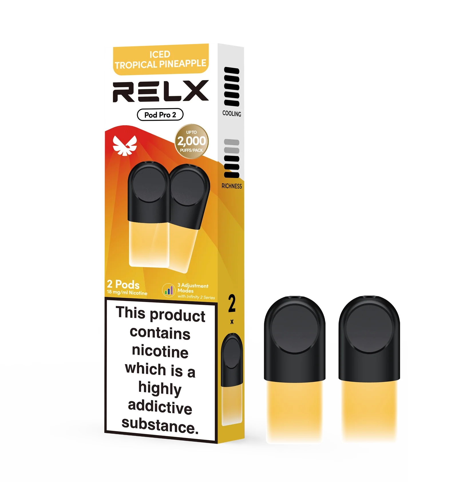 RELX Pod Pro Fruit Juicy Iced Tropical Pineapple Flavors 18mg/ml Nicotine - Six Pandas