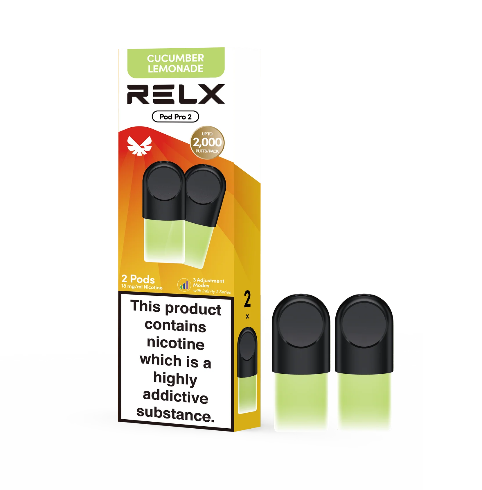 RELX Pod Pro Cucumber Lemonade Beverage Flavors 18mg/ml Nicotine - Six Pandas